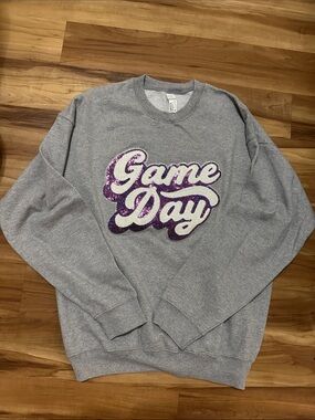 Gray "Game Day" Sequin Sweatshirt - Women's Crewneck
